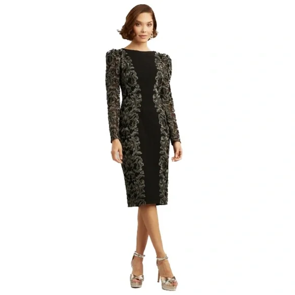 Tadashi Shoji | Dresses | Tadashi Shoji Embroidered Design Longsleeve Dress  | Poshmark